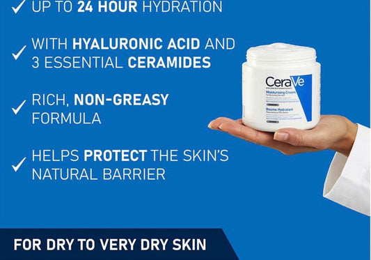 CeraVe Moisturising Cream Pot with Hyaluronic Acid & Ceramides for Dry to Very Dry Skin 454g