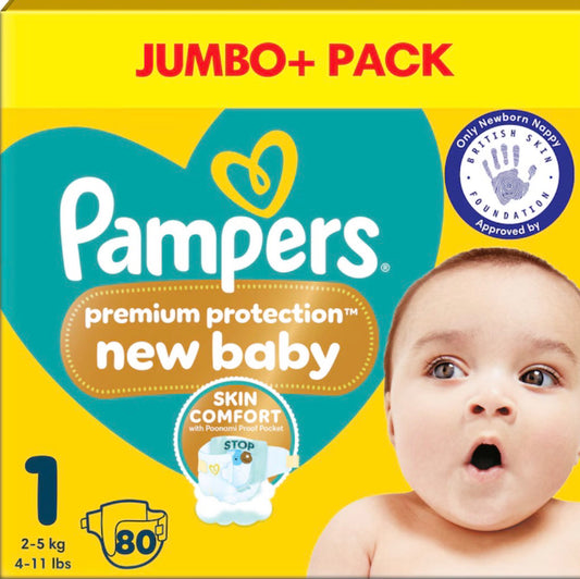 Pampers New Baby Size 1 80 Nappies Jumbo+ Pack