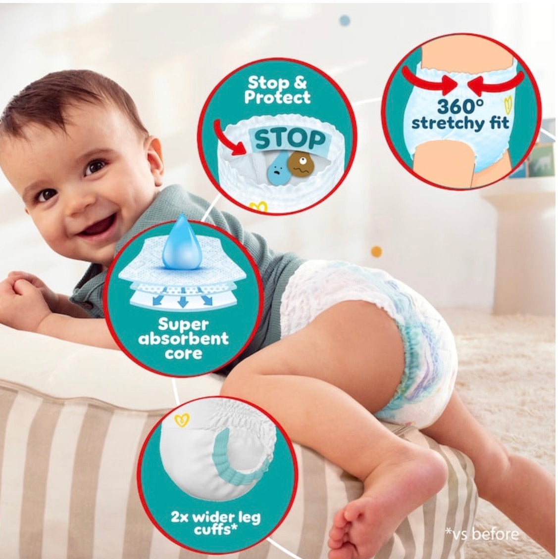 Pampers Baby Dry Nappy Pants Size 6 Jumbo+ 54 Pack