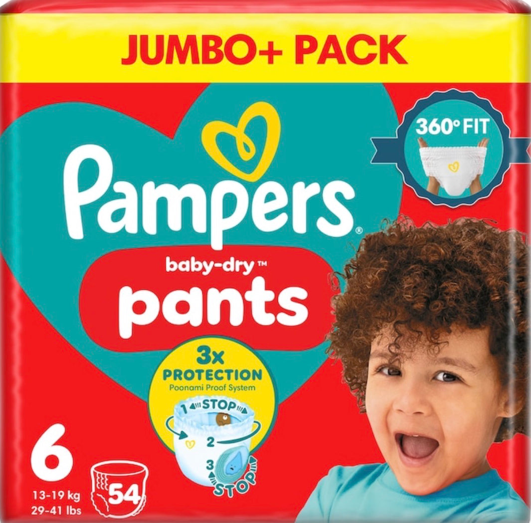 Pampers Baby Dry Nappy Pants Size 6 Jumbo+ 54 Pack
