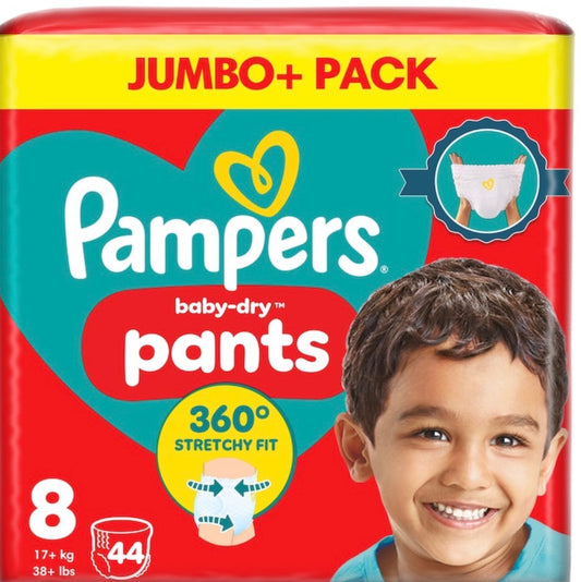 Pampers Baby-Dry Nappy Pants Size 8 Jumbo+ Pack 44 Pack