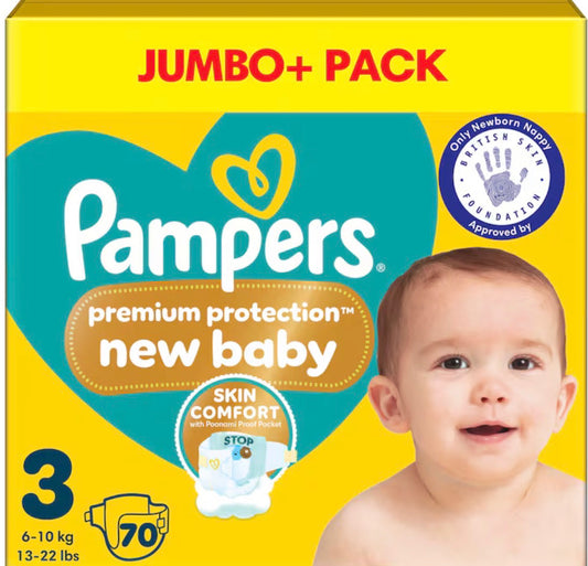 Pampers Premium Protection New Baby Size 3 70 Nappies