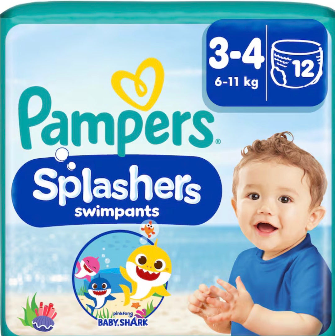 Pampers Splashers Baby Shark Size 3-4 Swim Nappies 12 Pack