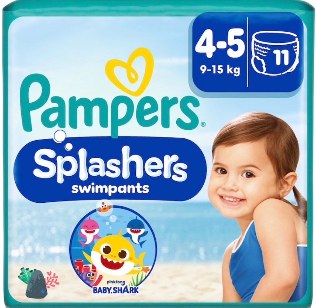 Pampers Splasher Baby Shark Size 4-5 Swim Nappies 11 Pack
