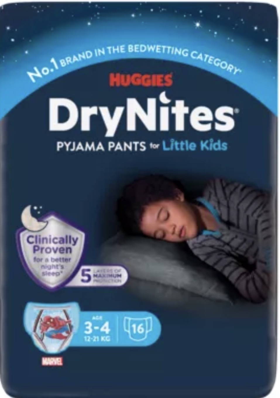Huggies DryNites Bedwetting Pyjama Nappy Pants Boy 3-4yrs 16 Pants
