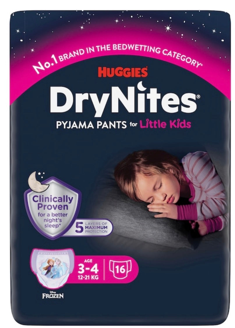 Huggies Drynites Pyjama Pants Girl 3-4 Years 16 Pack