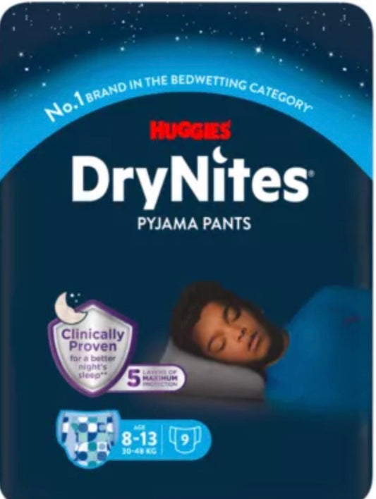 Huggies DryNites Bedwetting Pyjama Nappy Pants Boy - Age 8-13 - 9 pants