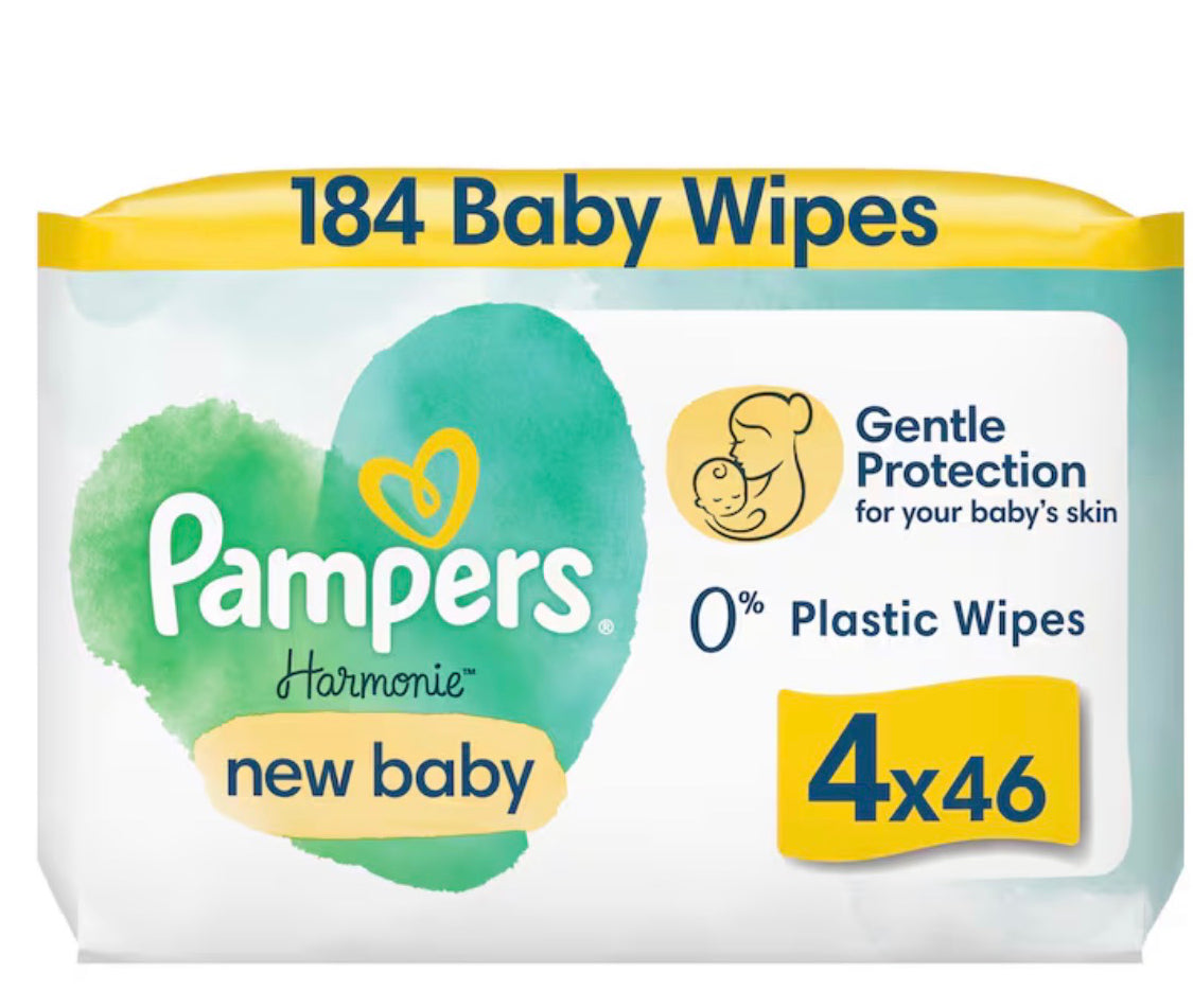 Pampers Harmonie New Baby wipes 4x46 Pack (184 wipes)