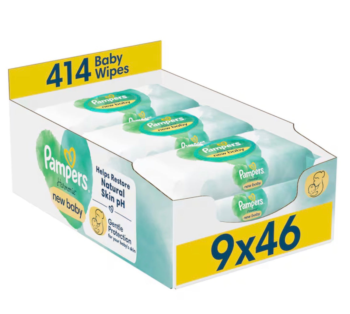 Pampers Harmonie New Baby Wipes 9x46 Pack
