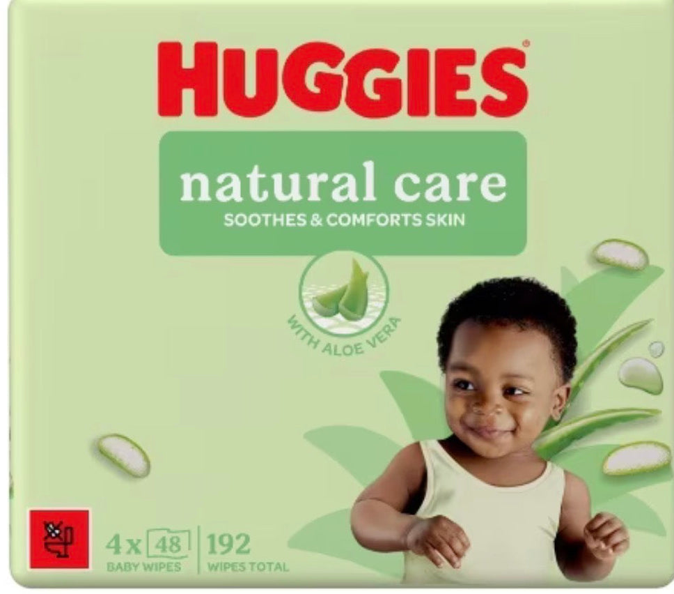 Huggies® Huggies Natural Care Plastic Free Baby wipes - 4 packs of 48 Wipes