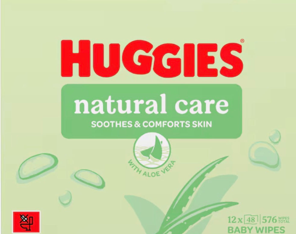 Huggies Natural Care 0% Plastic Baby Wipes 12x48 576 Wipes