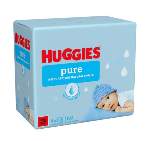 Huggies Pure 0% Plastic Baby Wipes 4x48 192 Wipes