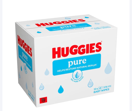 Huggies Pure 0% Plastic Baby Wipes 12x48 576 Wipes