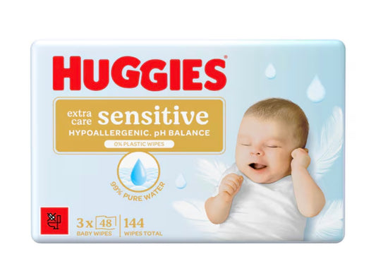 Huggies Extra Care Sensitive Baby Wipes 3 x 48