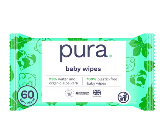 Pura Plastic Free Baby Wipes 60pk