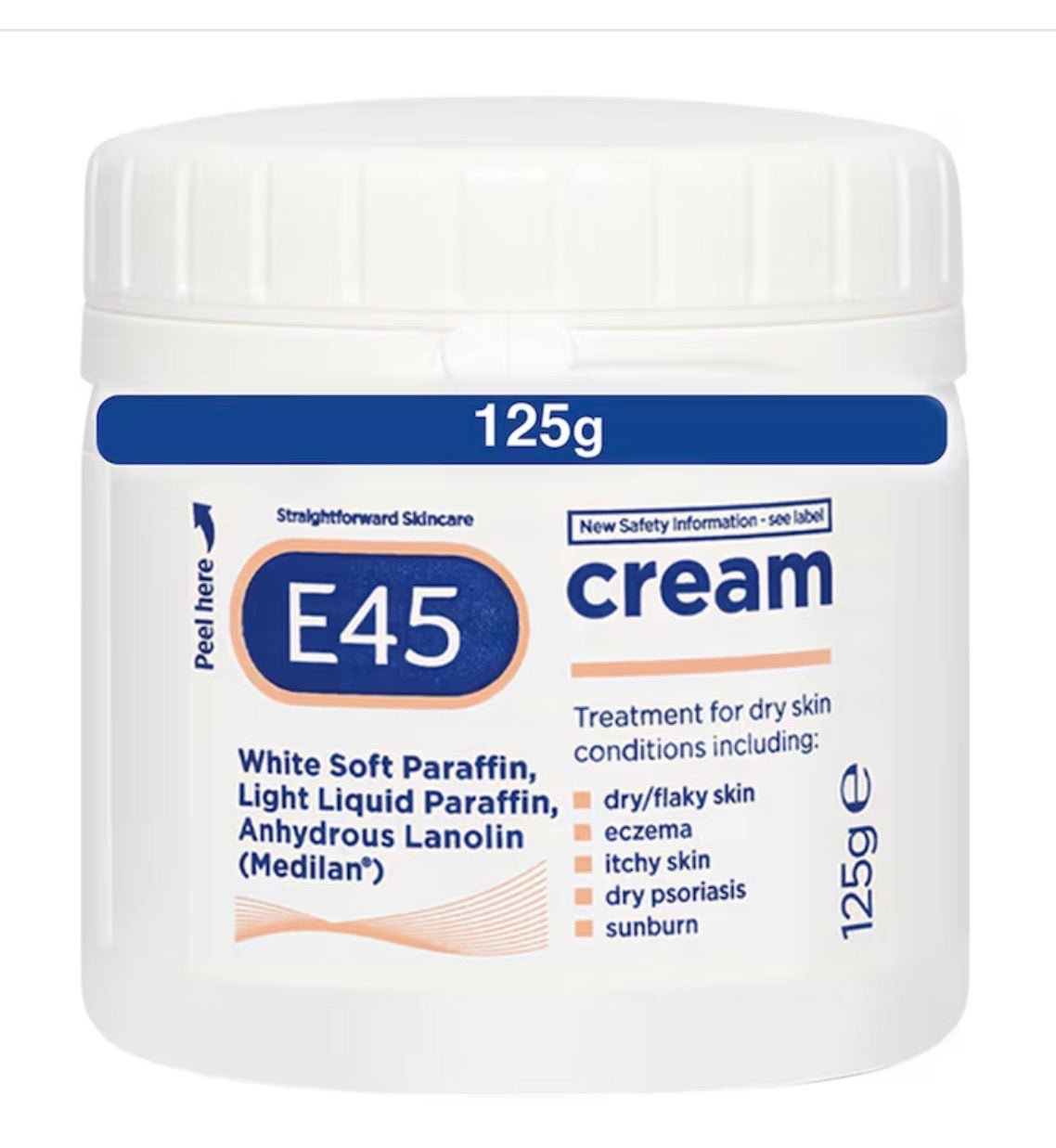 E45 Moisturiser Body Cream for Dry Skin & Eczema 125g