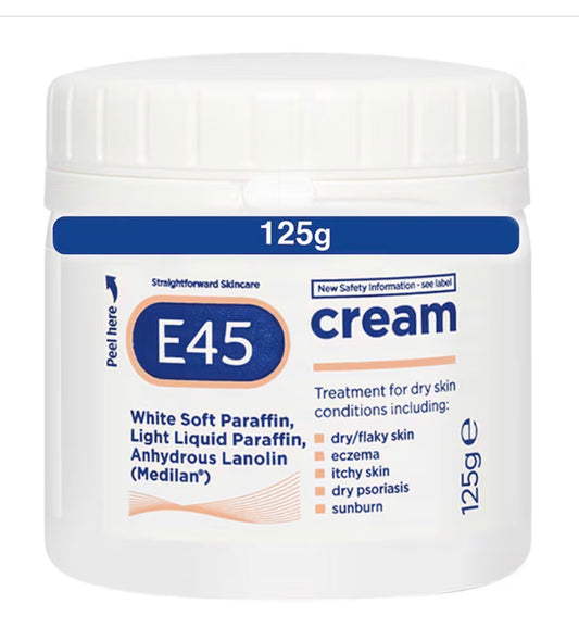 E45 Moisturiser Body Cream for Dry Skin & Eczema 125g