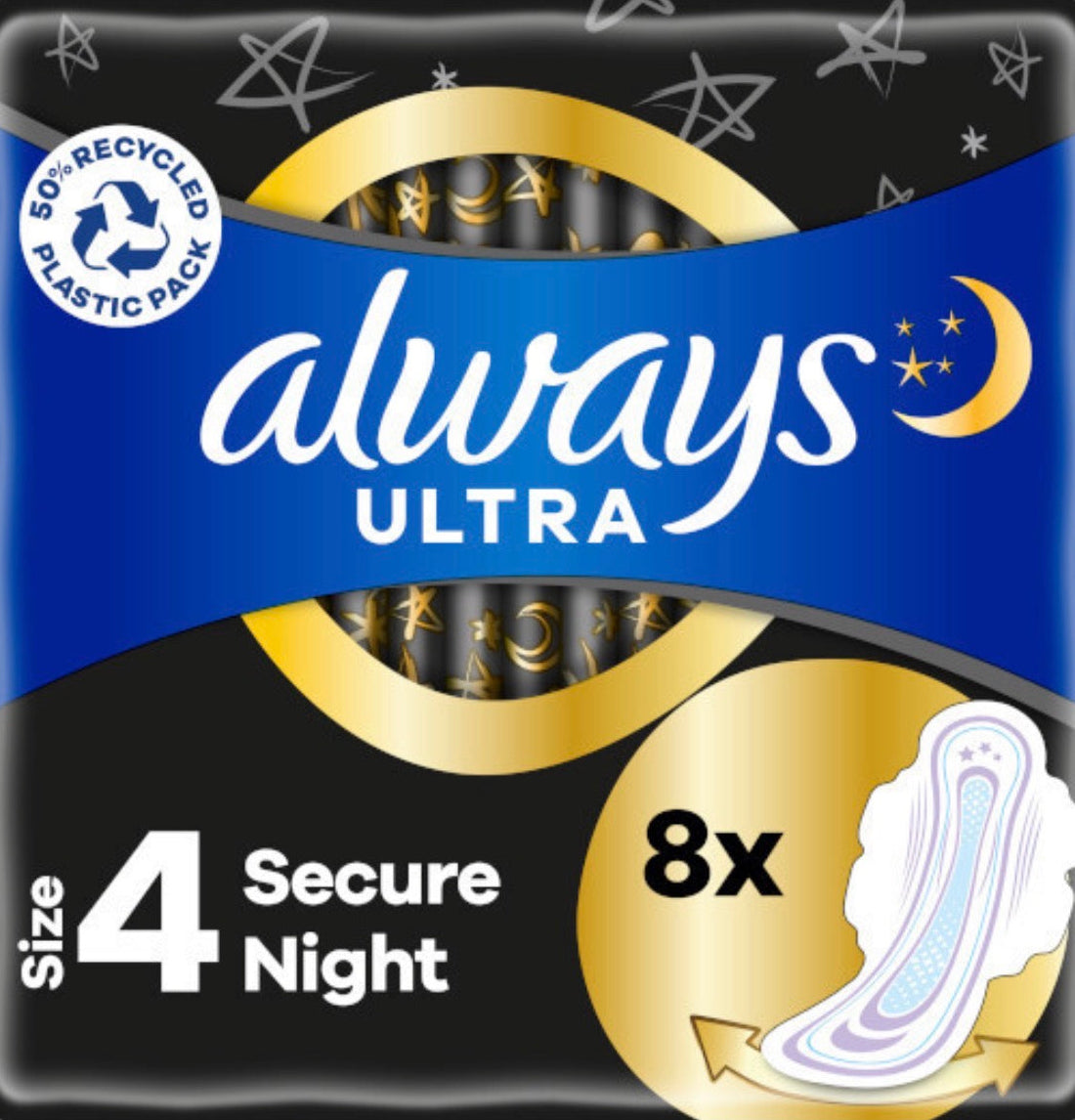 Always Ultra Towels Secure Night Size 4 8s