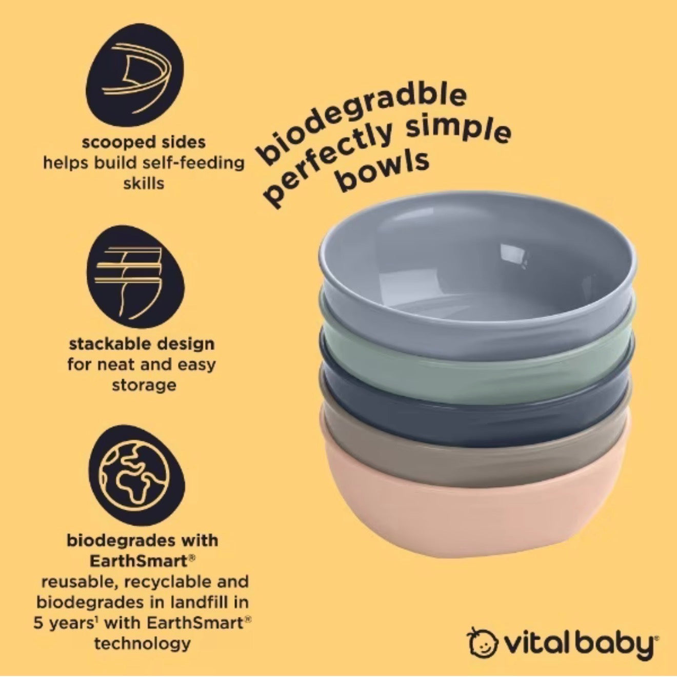 Vital Baby Bowls Natural 5 Pack