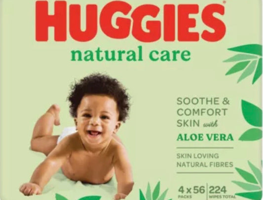 Huggies Natural Care Baby Wipes - 4 Pack (4x56 Wipes)