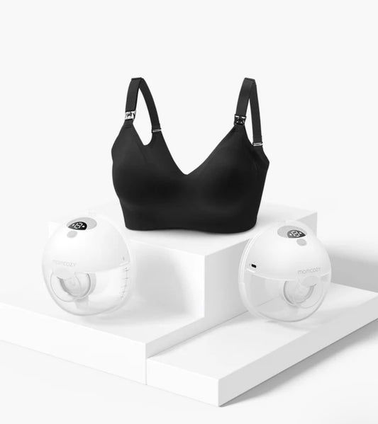 Momcozy M5 Bra Bundle: Double M5 Hands-free Breast Pump and Nursing Bra(YN21)