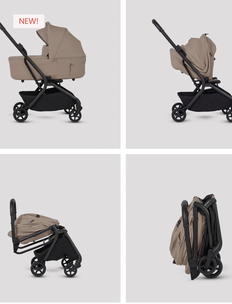 Silver Cross Nia Champagne Compact Travel Stroller with Carrycot (6 Piece)