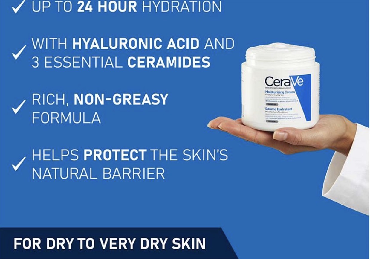 CeraVe Moisturising Cream Pot with Hyaluronic Acid & Ceramides for Dry to Very Dry Skin 454g